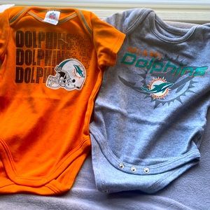 2 for $8 bundle NFL Miami dolphin onesies 0-3 months